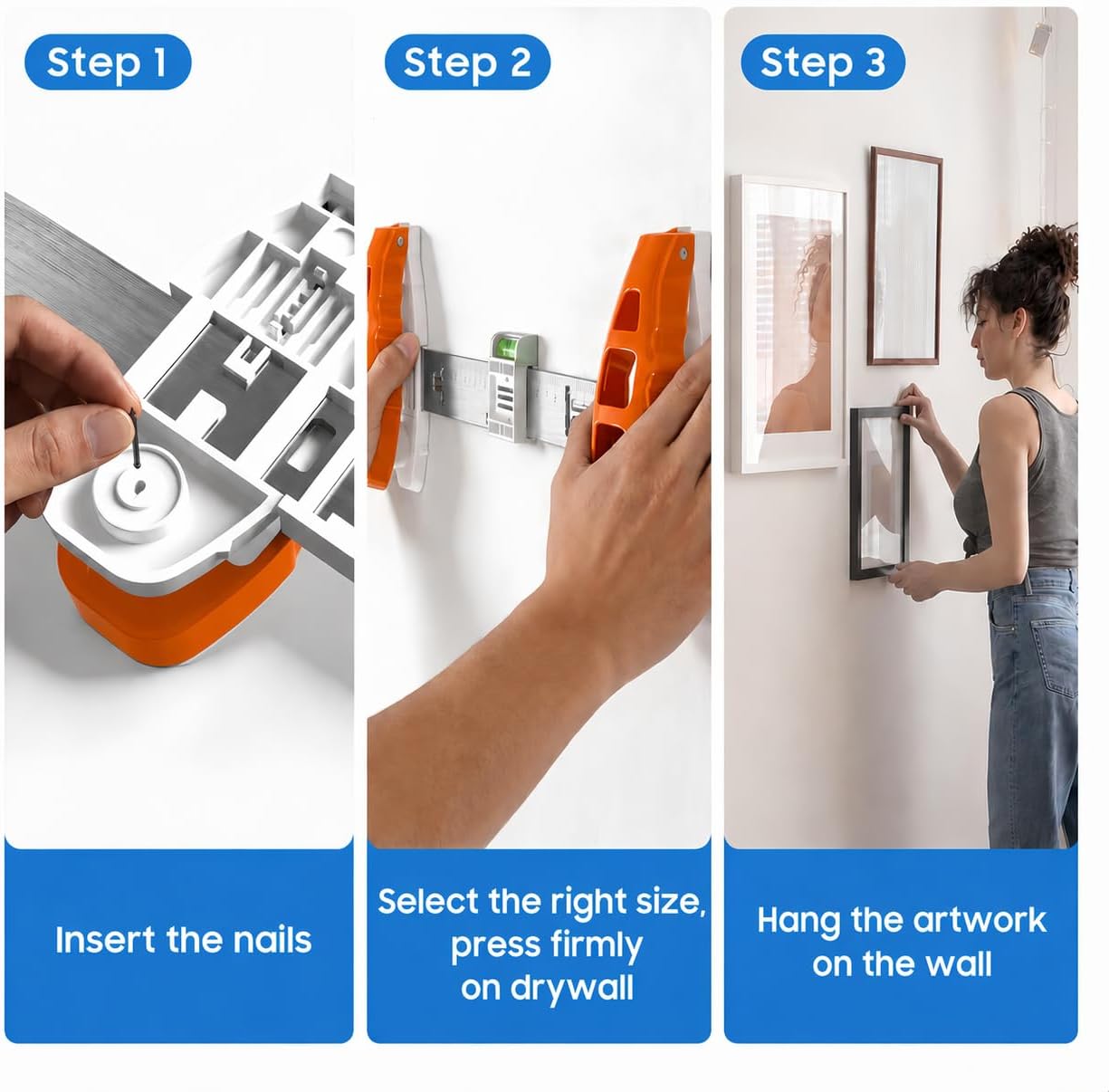 3-in-1 Picture Hanging Tool with Level,Nail-Position Guide