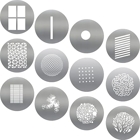 Soonpho GOBO 12pcs/Set Gobos Graphics Cards with Hollow Patterns for Bowens Mount Flash Optical Conical Snoot Condenser,Round Shape GOBO Photography Lighting Accessories Shaping Cards(Set 7)