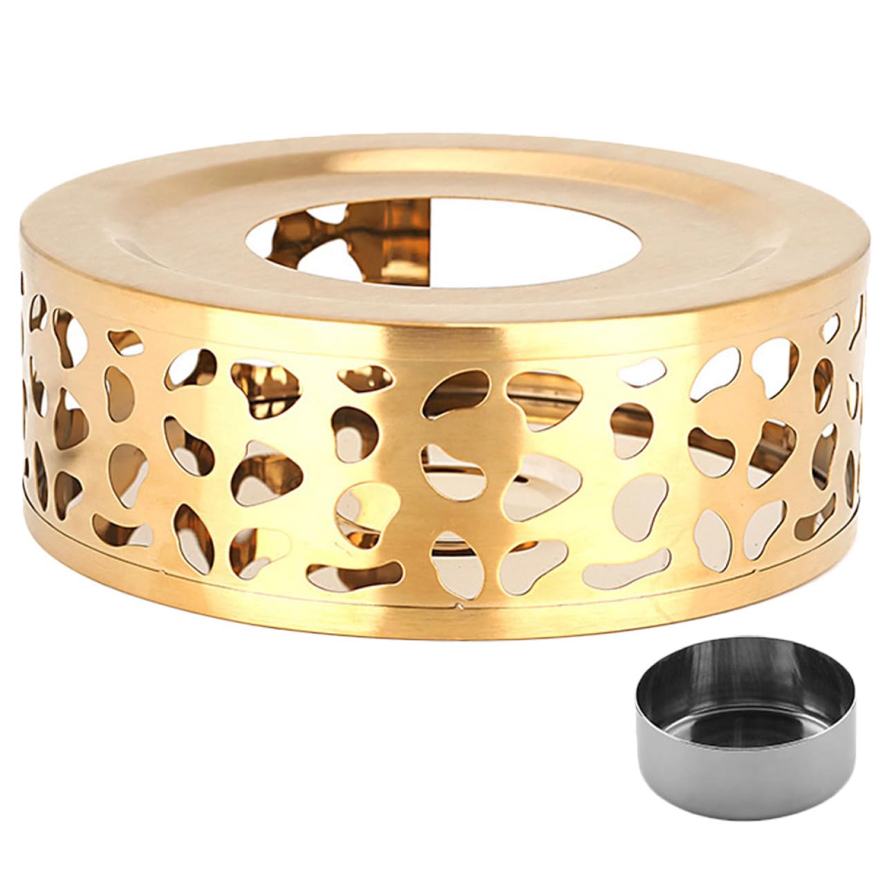 BEBEMOKO Teapot Warmer Base Tea Heater for Teapot Hollow Design Metal Tea Warmer