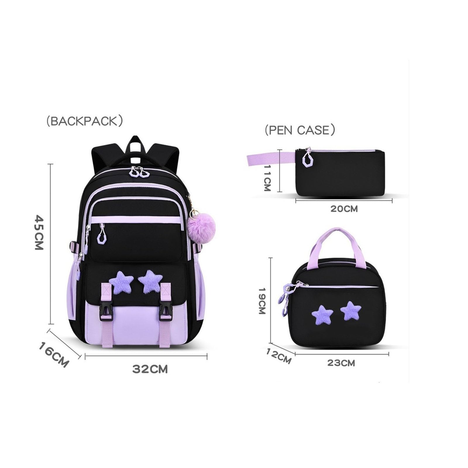 Zaino Bambino Scuola Elementare, Zainetto Bambino,Zainetto per bambini con pranzo e matita per la scuola e i viaggi (Purple One Size)