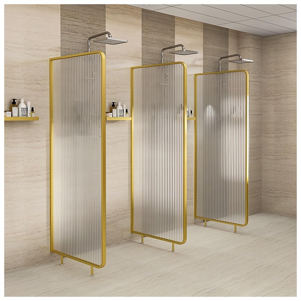Mampara De Ducha Acanalada Para Baño Con Ducha, Elegante Divisor De Ducha Con Puerta De Cristal De Un Solo Panel, Ideal Para Oficina Y Sala De Estar, Fácil De Limpiar.(Gold,50X180CM/19.6X70.8")