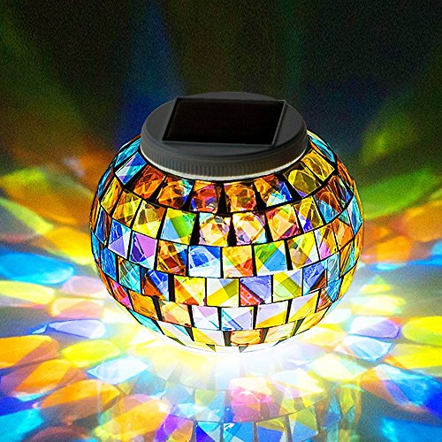 Color Changing Solar Powered Glass Ball Led Garden Lights, Rechargeable Solar Table Lights, Outdoor Waterproof Solar Night Lights Bright Lawn Lamps For Decorations, Ideal Gifts (Colorful) #TOP26