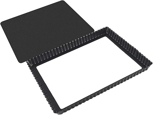 Miniatura 2 de Moldes rectangulares para tartas de quiche de flan con parte inferior extraíble de liberación acanalada, 12.8 x 8.5 pulgadas