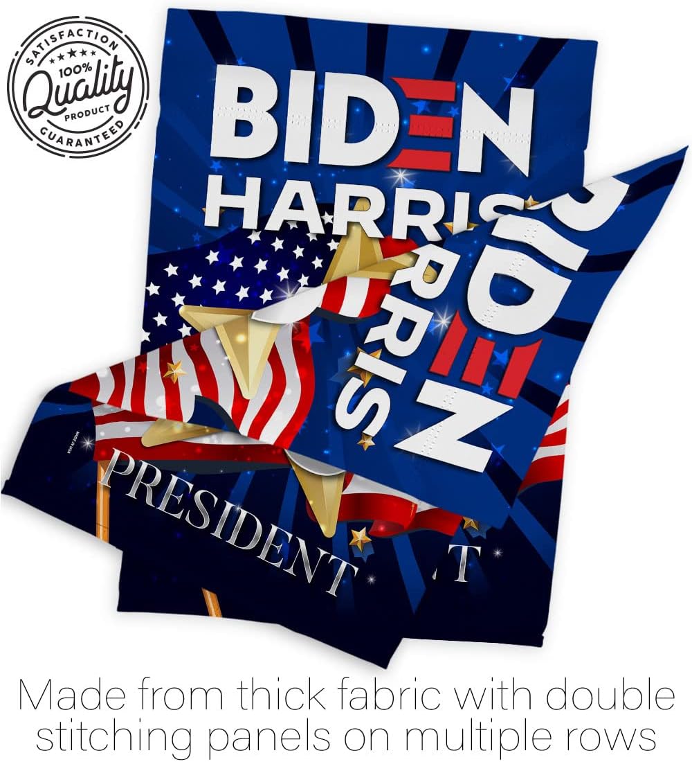 Biden Harris Flag 46 Garden Flag Set Wall Holder Patriotic Vote President Democrat Republican Tea Party United State American Election House Banner Small Yard Gift Double-Sided, Made in USA