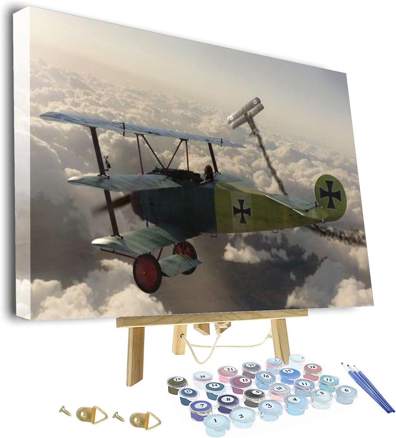 DIY Painting by Numbers for Adults,Fighter War Airplane Framed and Easel Paint by Numbers for Adults Beginner, DIY Painting by Numbers for Gift Home Wall Decor