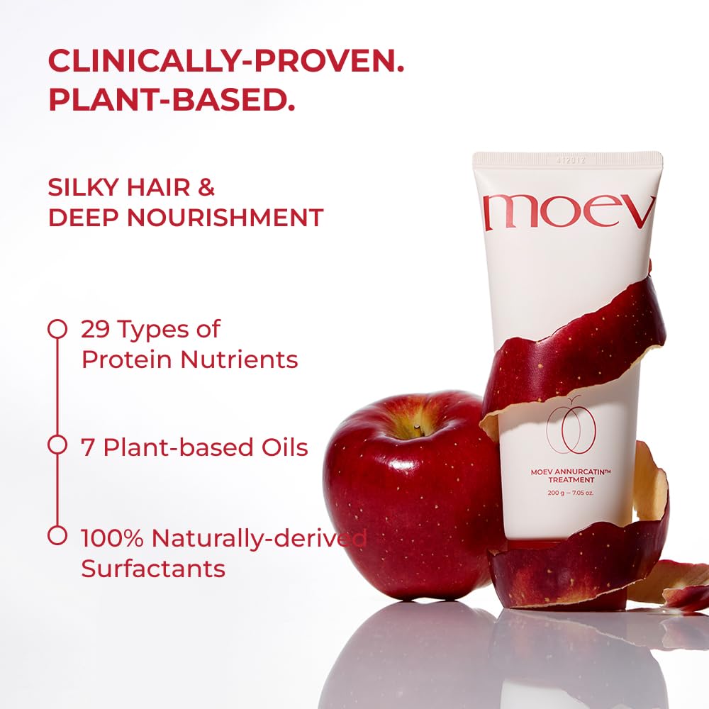 MOEV ANNURCATIN Hair Treatment Mask | Korean Apple Hair Care for Deep damage repair | Sulfate-Free | Thickening & Moisturizing conditioner for damaged, thin, dry hair (6.76 fl.oz, apple & vanilla) - Image 3