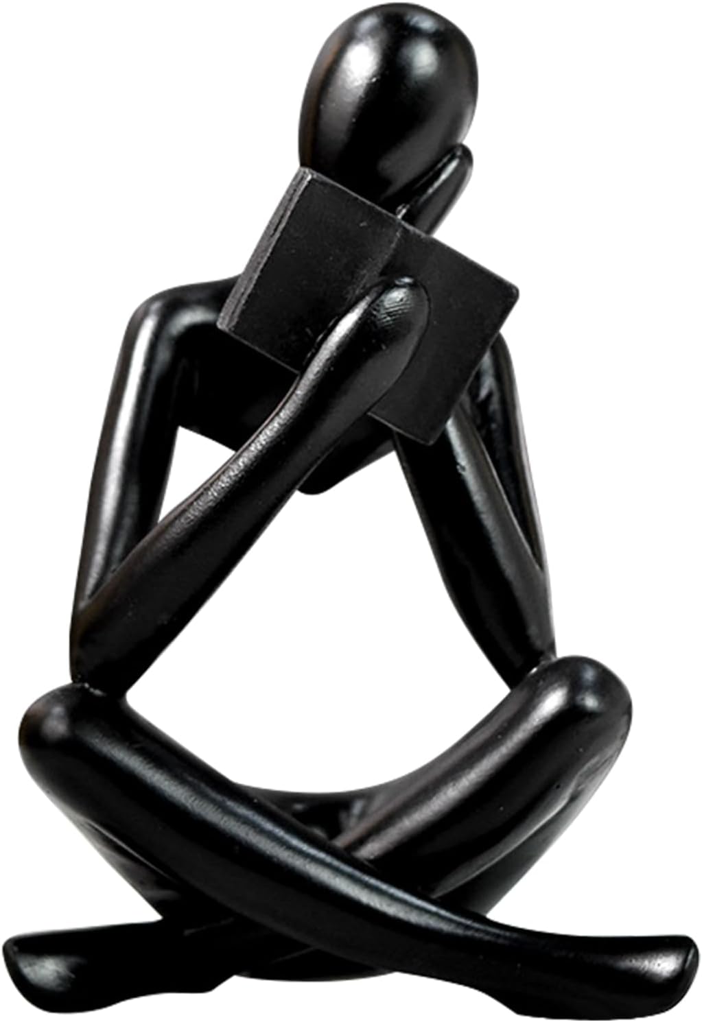 Gold Reading Women Statue, Thinker Sculptures, Abstract Art Ornament, Modern Aesthetic Figurine Decoration, Suitable for Home Living Room Bedroom Office Shelf Table Desk Bookshelf Decor (Black Right)