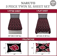 Vista 2 de Juego de ropa de cama Naruto Akatsuki de anime de microfibra súper suave, Twin XL, (Producto oficial con licencia de Naruto) de Franco