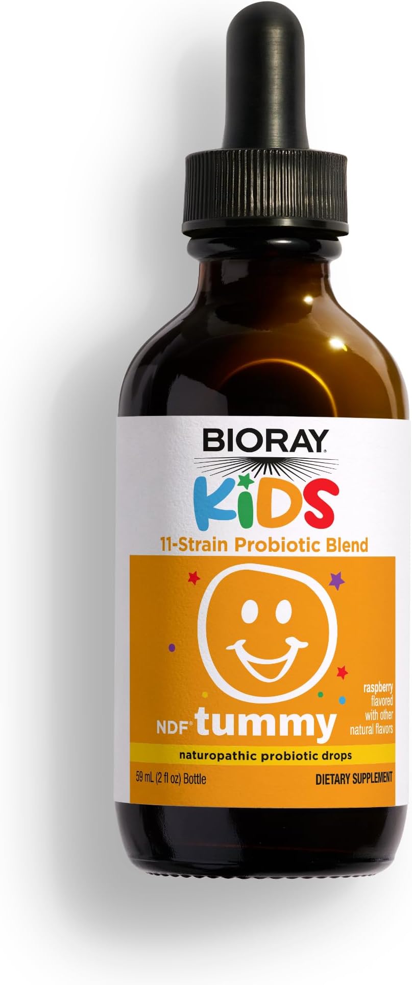 Kids NDF Tummy, Raspberry - 2 fl oz - 11-Strain Probiotic Blend - Supports the Immune Response in the GI Tract - Non-GMO, Vegan, Gluten Free - Approx. 30 Servings