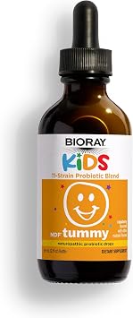 BIORAY Kids NDF Tummy, Raspberry - 2 fl oz - 11-Strain Probiotic Blend - Supports the Immune Response in the GI Tract - Non-GMO, Vegan, Gluten Free - Approx. 30 Servings