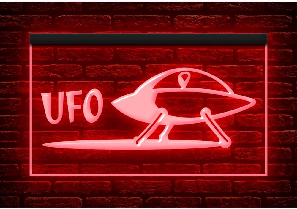 220046 Space Ship UFO Game Room Toy Shop Display LED Night Light Neon Sign (16" X 12", Yellow)