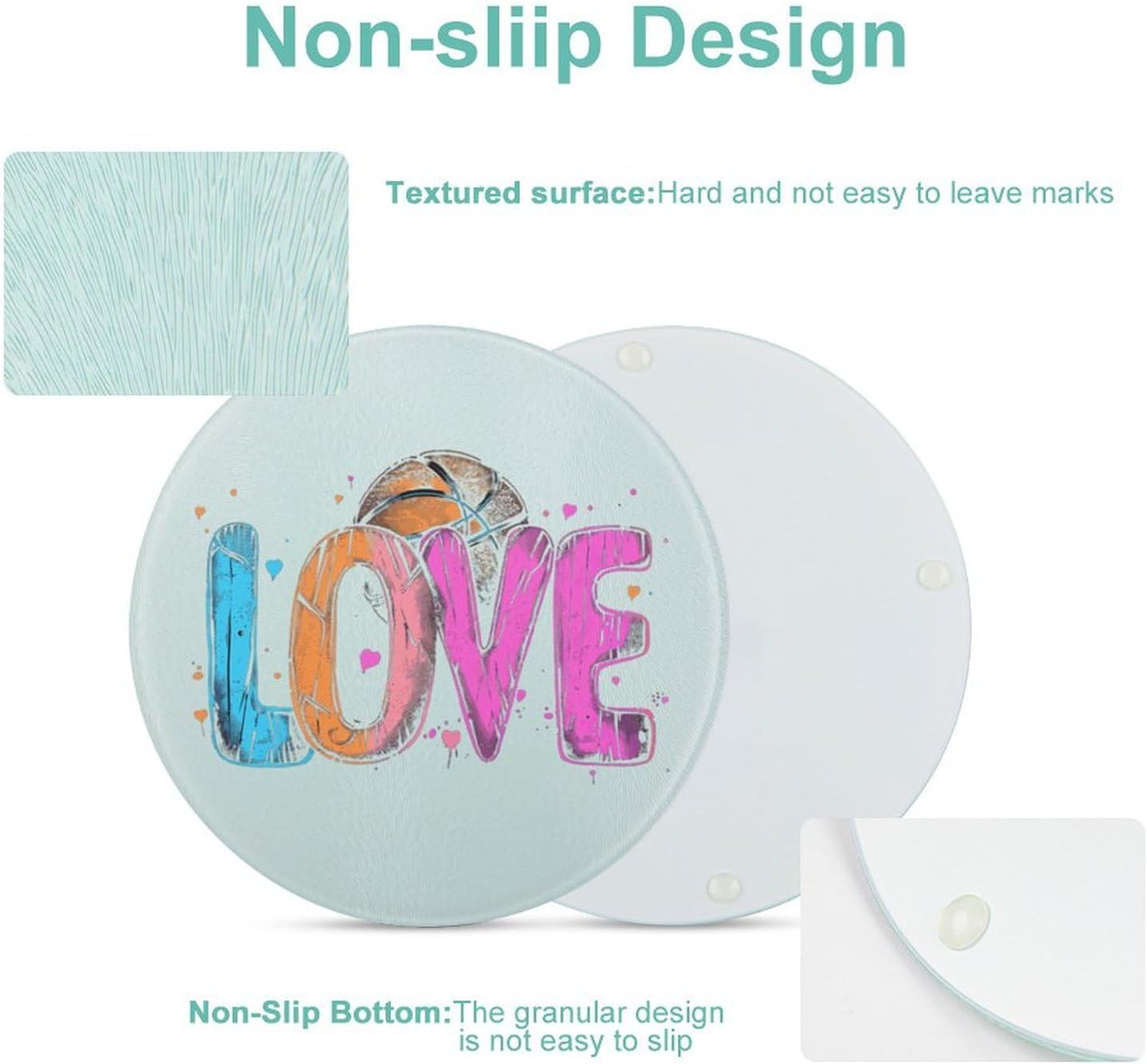 Love Basketball Gift Kitchen Cutting Board Glass Chopping Block for Meat Vegetables and Fruits Ideal Home Gifts