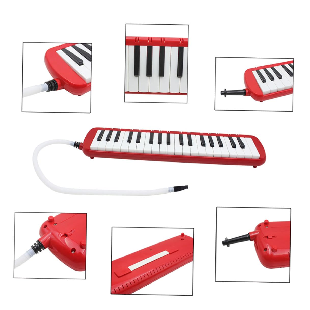 Melodica a 37 Tasti, Strumento Musicale con Custodia | Abs Rosso, Leggero e Facile da Riporre, con Borsa Inclusa per Trasporto Comodo