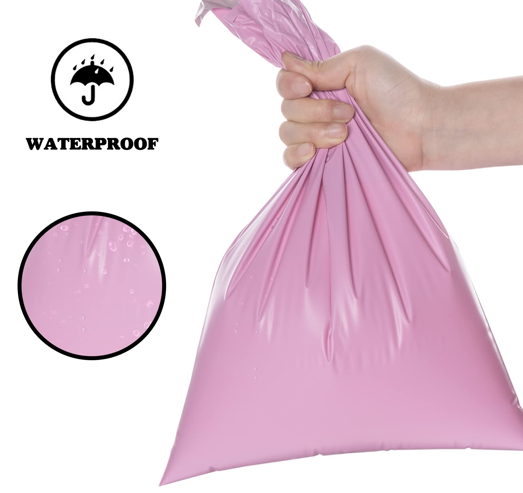 Anstore 120 bolsas de correo, tamaño mixto, bolsas postales de correo mate, autoadhesivas de plástico, 6 tamaños de bolsas de franqueo, sobres de polietileno para publicar ropa, libros y cajas (rosa)