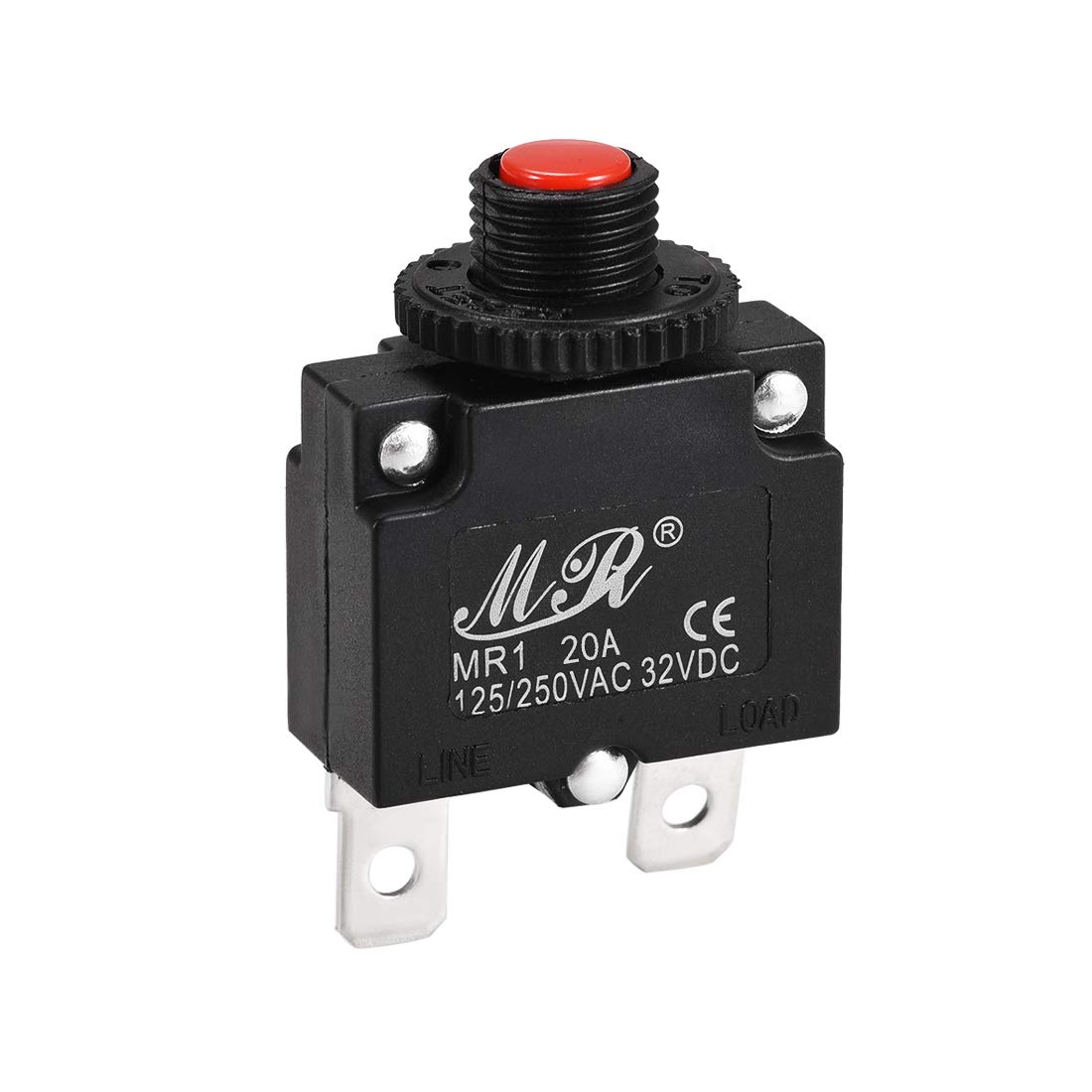 uxcell Thermal Circuit Breaker 20 Amp Push Button Reset Overload Protector 125/250V AC 32V DC with Quick Connect Terminal