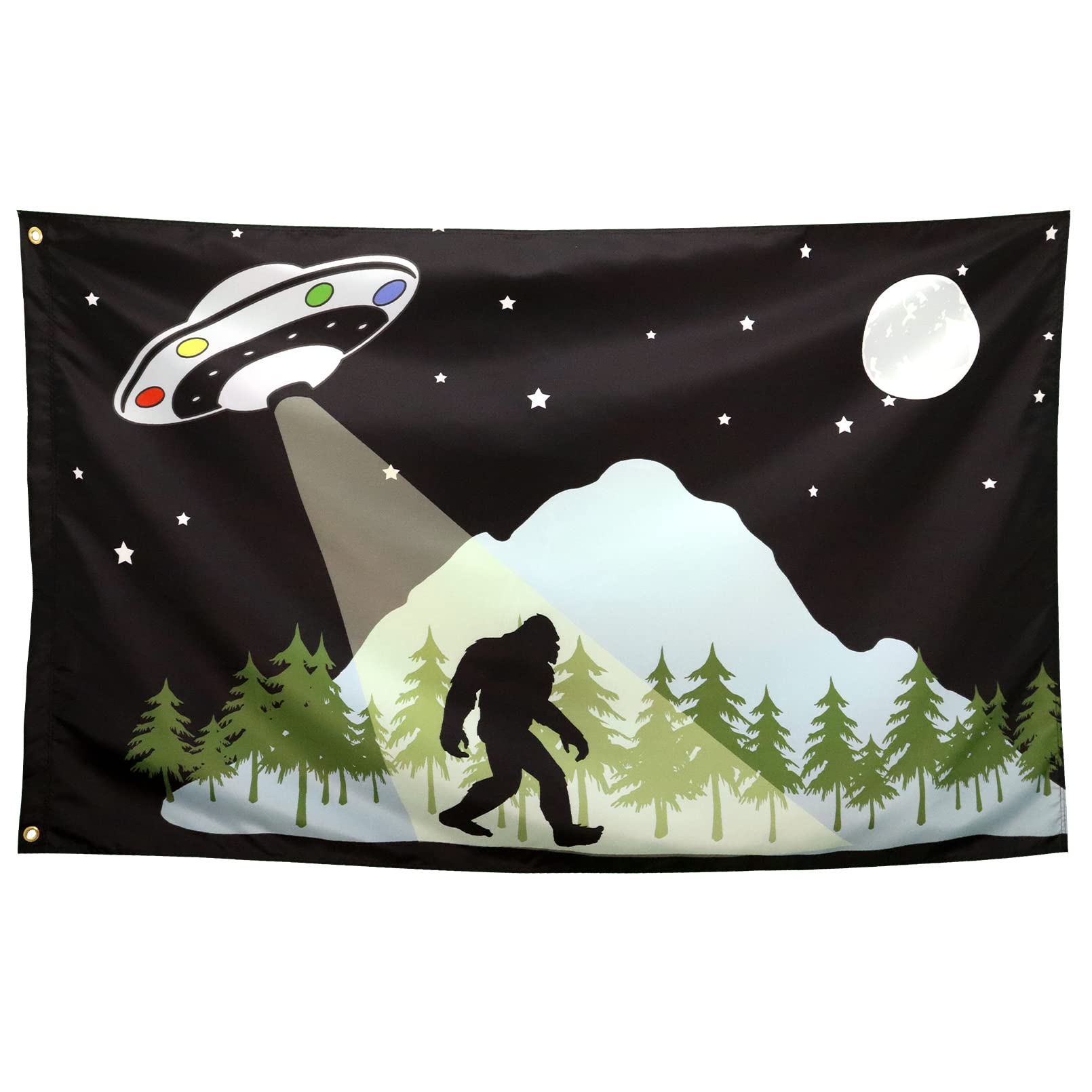Seekamit Bigfoot UFO Flagge – Doppelseitig, 90 X 150 Cm, Aus Polyester, Lustiges Meme-Banner Für Zimmer, Garten, Man Cave