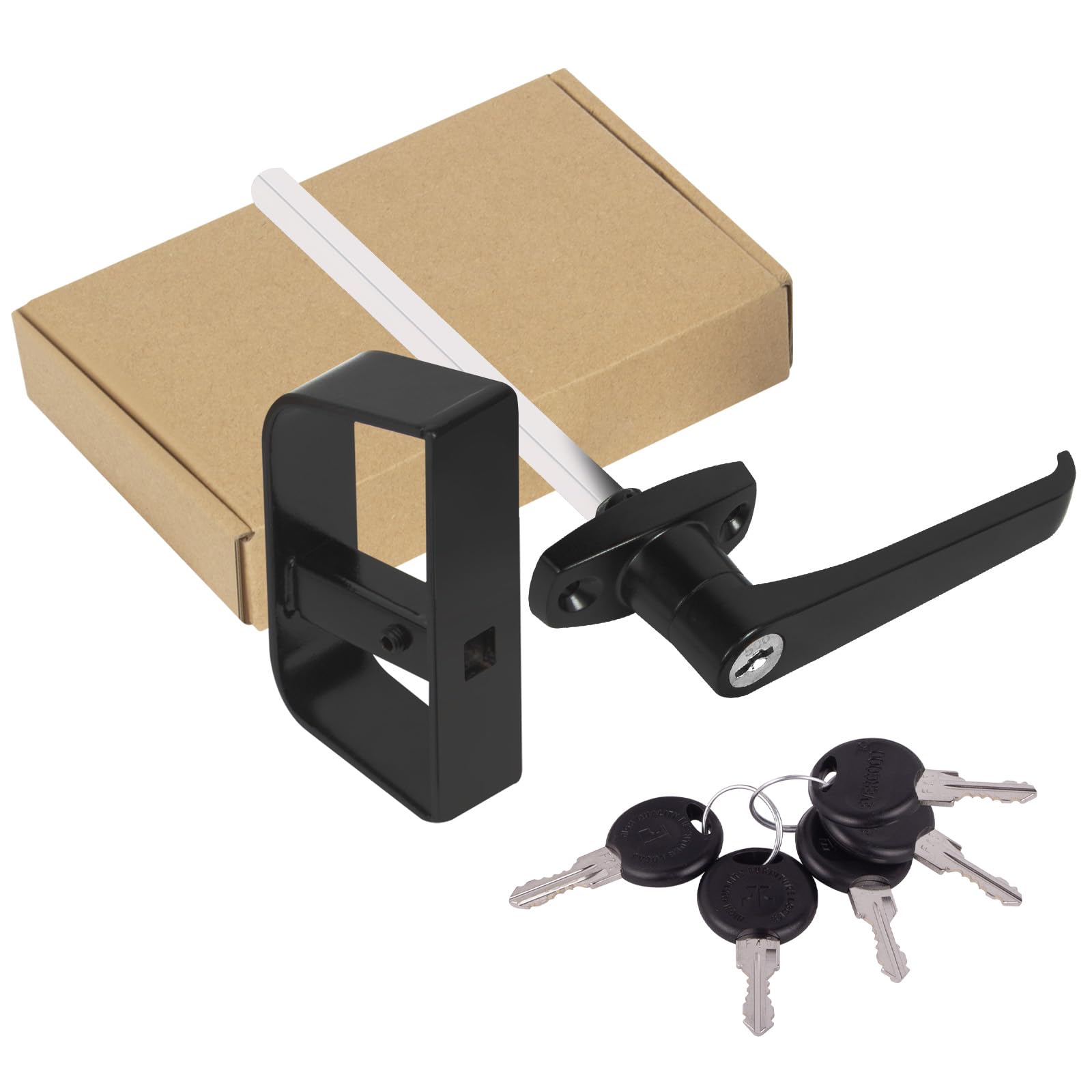 5-Key L-Handle Shed Lock Kit - Durable Anti-Corrosion Metal Hardware with 5-1/2" Stem | for Playhouses, Chicken Coops, Campers & More (Black)