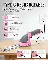Vista 7 de WORKPRO - Cizalla manual 2 en 1 para césped, setos y arbustos, inalámbrica, de 7.2 V, cizalla eléctrica con batería de litio recargable, incluye Rosa