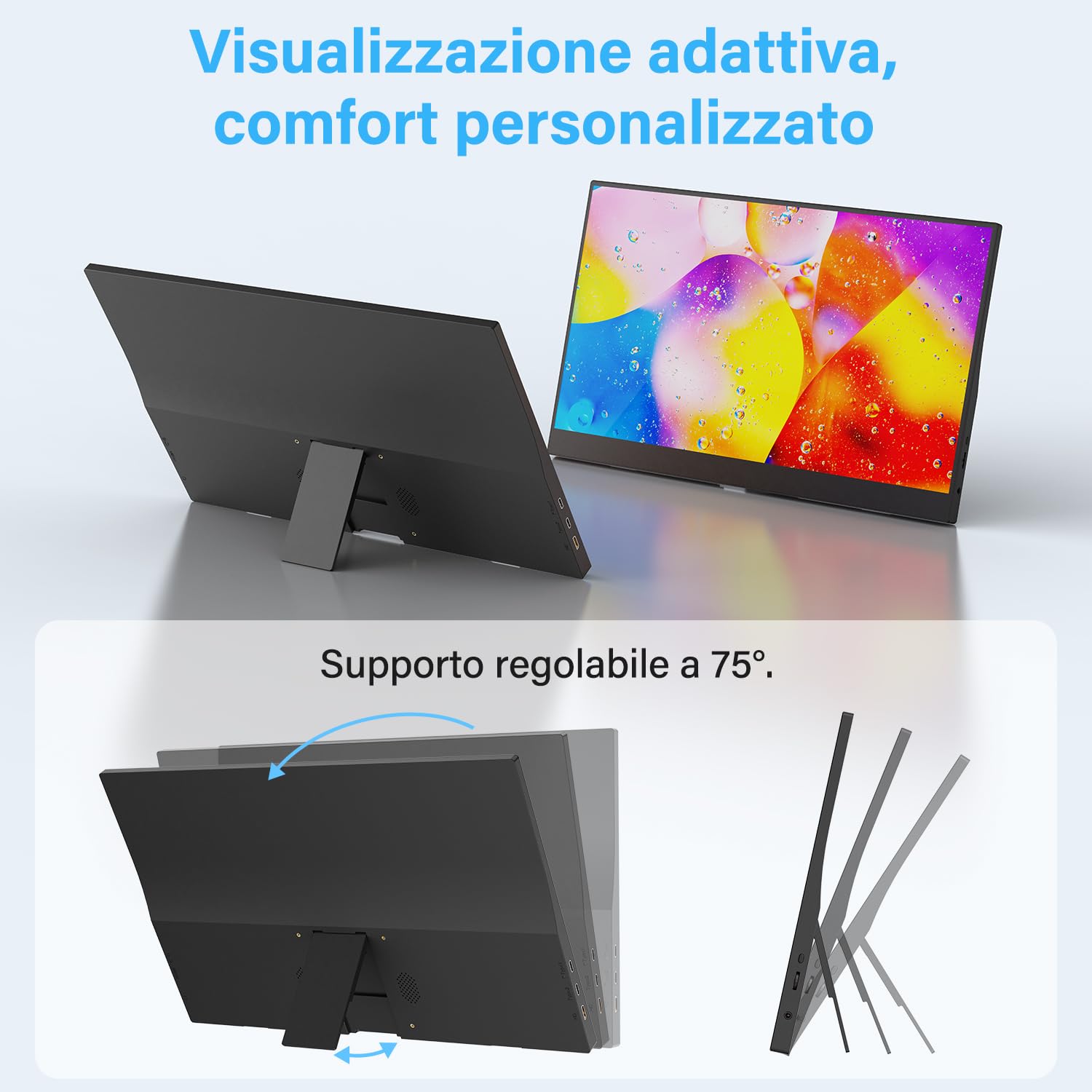 MAGICRAVEN Monitor Portatile 15,6 Pollici 1080P FHD IPS Schermo Portatile PC, Portable Monitor USB C HDMI Monitor Portatile per Laptop/PC/Mac/Telefoni/Switch con Supporti Plug e Play