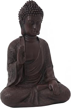 Smadeer Buddha Statue for Home Decor 17cm Meditating Sitting Buddha Ornament Brown Shakyamuni Sculpture for Table, Zen Garden, Yoga and Meditation Room Spiritual Feng Shui Gift