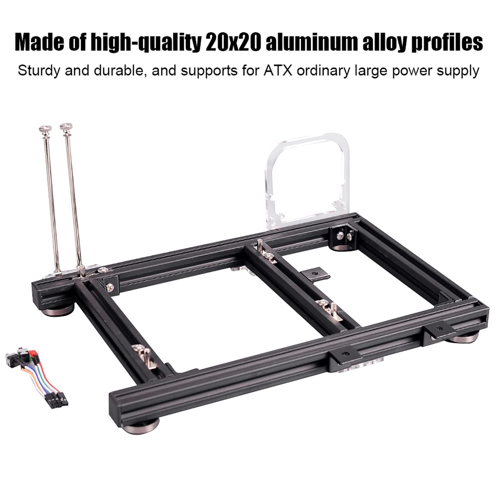 Custodia per Computer in Lega di Alluminio a Telaio Aperto Fai-da-te per ITX, con Supporto per Alimentatore ATX, Accessori in Acrilico, 2 Slot PCI, Interruttore di Avvio e Riavvio