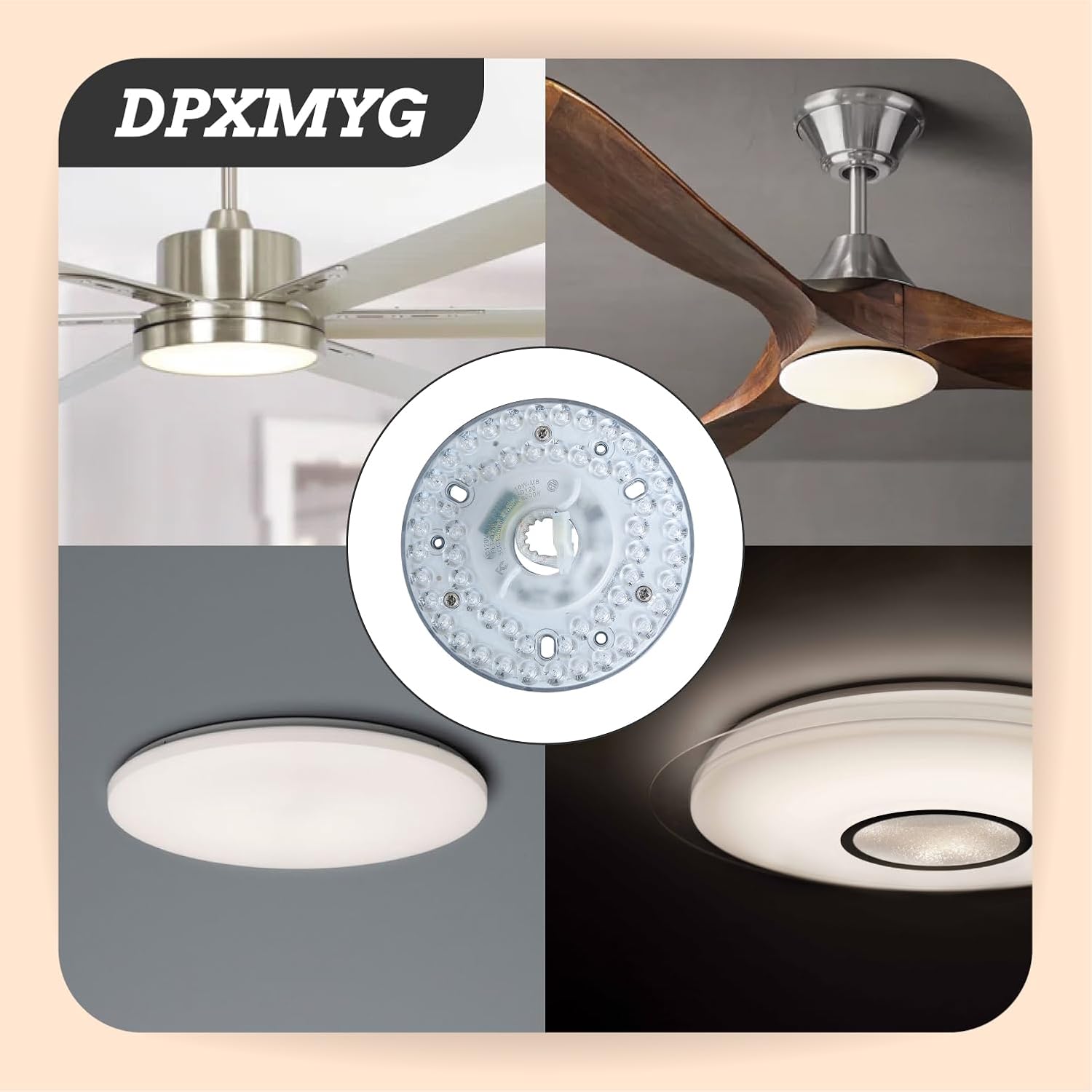 5" LED Ceiling Fan Light Retrofit Kit,18W,3CCT 3000K/4000K/6000K Adjustable,120VAC 60Hz ETL Light Kit for Ceiling Fan