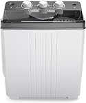 DORTALA laveuse portable, 20Lbs Lave-tubes jumelles & Spinner Combo avec tuyau d'entrée et de vidange, semi-automatique appartement lave-linge pour dorme & VR, blanc & bleu