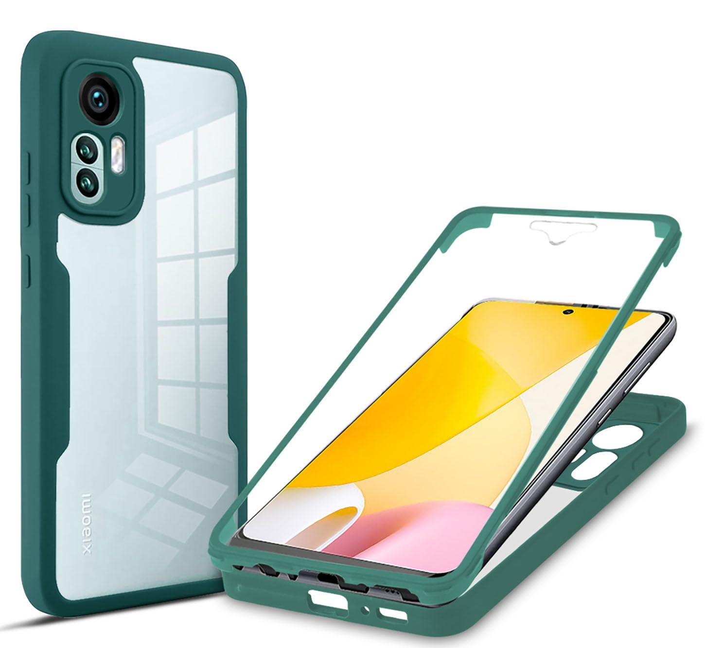 Custodia ILING Per Xiaomi 11T Pro/11T 5G, Anticaduta Militare Con Anello Porta E Supporto - Traslucida Opaca Sottile (Verde Scuro)
