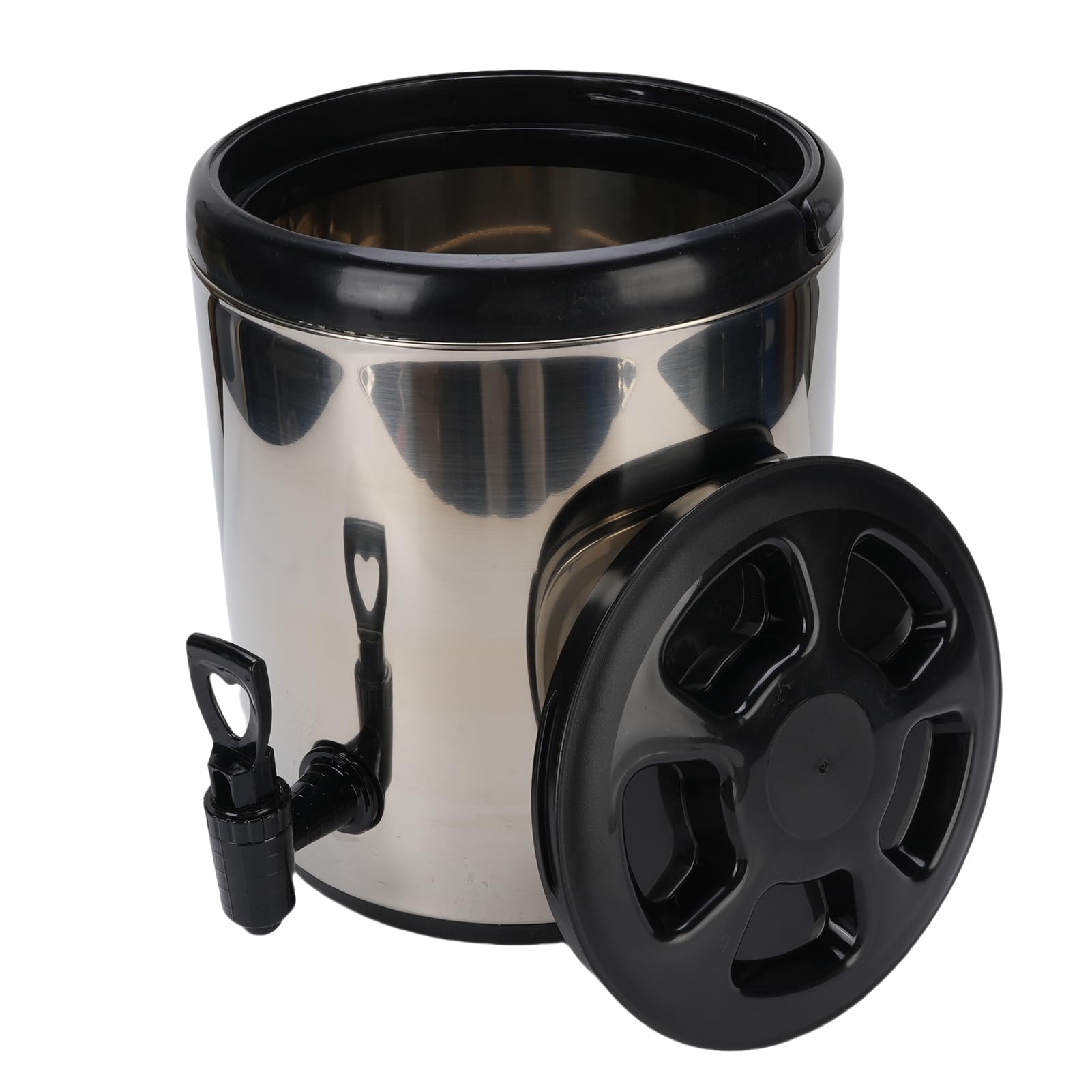 Dispensador de bebidas aislado de acero inoxidable 304 de grado alimenticio, función caliente y fría, ideal para té con leche, jugo y sopa, perfecto para fiestas y eventos (plateado)