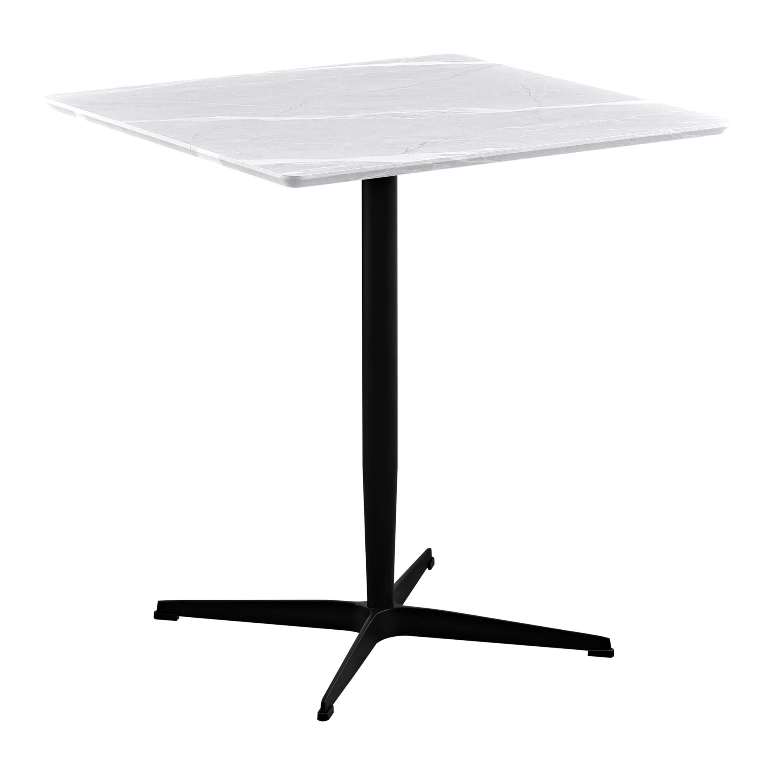 Brigros WeHome - Tavolo Bar 70x70 cm Moderno in Legno MDF 18mm, Tavolo da Esterno con Gamba a Colonna e Base a Stella, Tavolo Quadrato per Ristoranti e Bistrot, Effetto Marmo Grigio Chiaro
