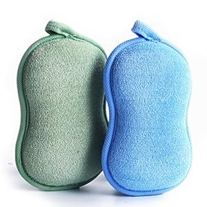 Baby Bath Sponge – Ultra Soft Baby Sponge for Bathing – Kids Bath Sponges for Infants, Toddler Bath Time, 2 Count (1 Pack) – Green Blue