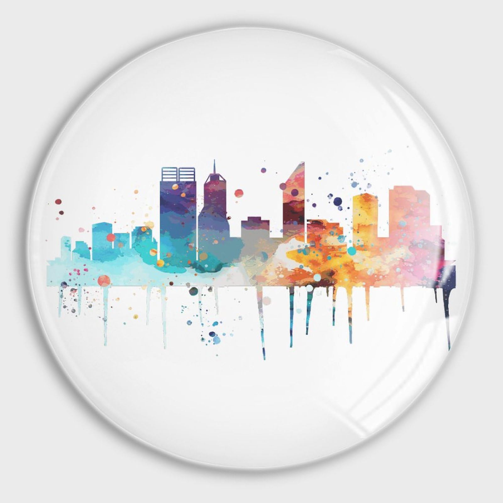 4 Aimants en verre horizon urbain pour réfrigérateur et tableau de bureau