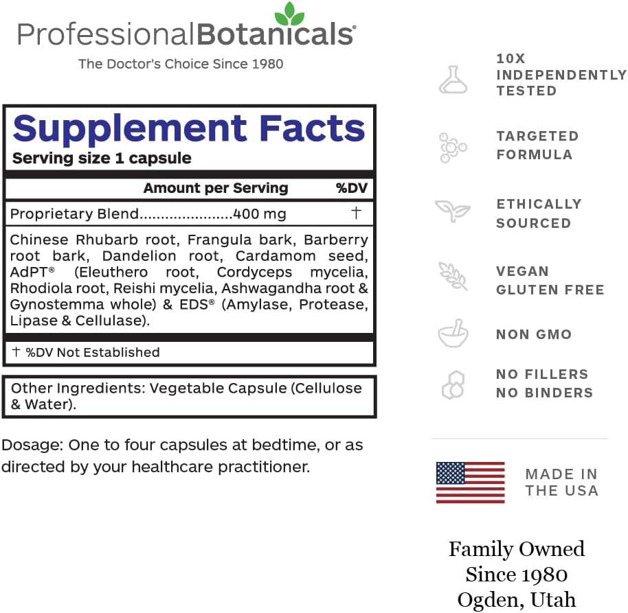 Professional Botanicals Lax Ease – Gentle Botanical Digestive Support for Healthy Bowel Regularity & Natural Elimination – 90 Capsules