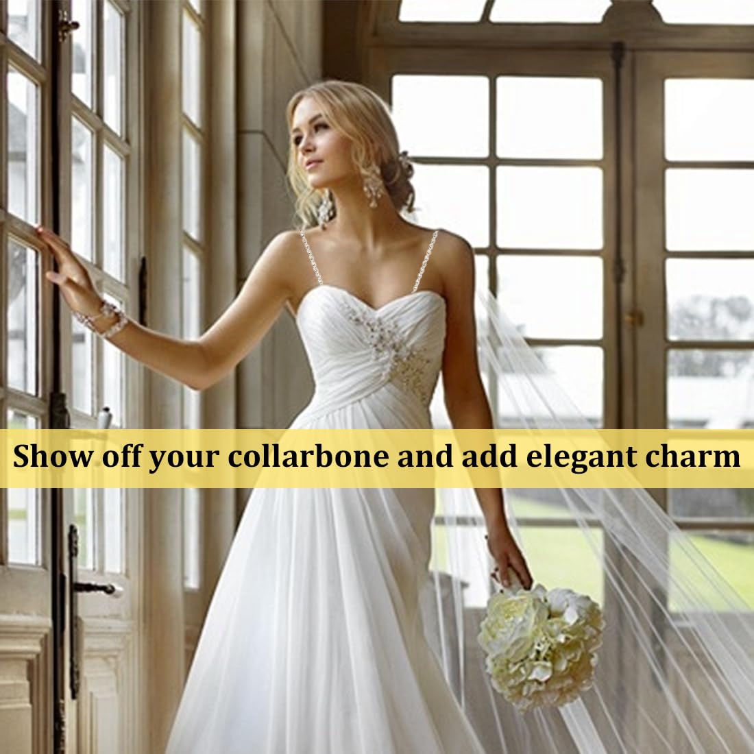 4 Pezzi Spalline per Reggiseno con Strass, Spallacci Regolabili, Antiscivolo ed Elegante, Perfetto per Abiti e Top, Ideale per Matrimoni ed Eventi