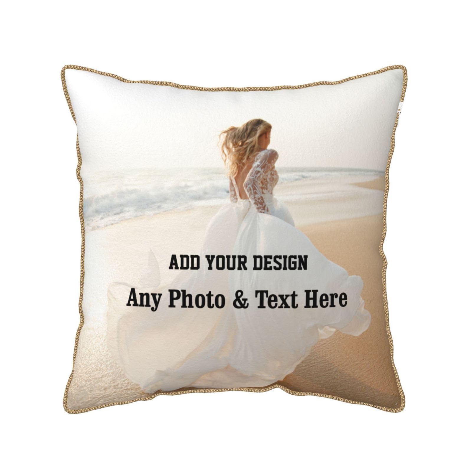 Personalised Cushion Cover Soft Velvet Decorative Square Throw Pillow Case Add Any Photo & Text Custom Wedding Birthday Gifts for Mum Dad Grandma Girlfriend Children, Double Side, 20X20in / 50x50cm