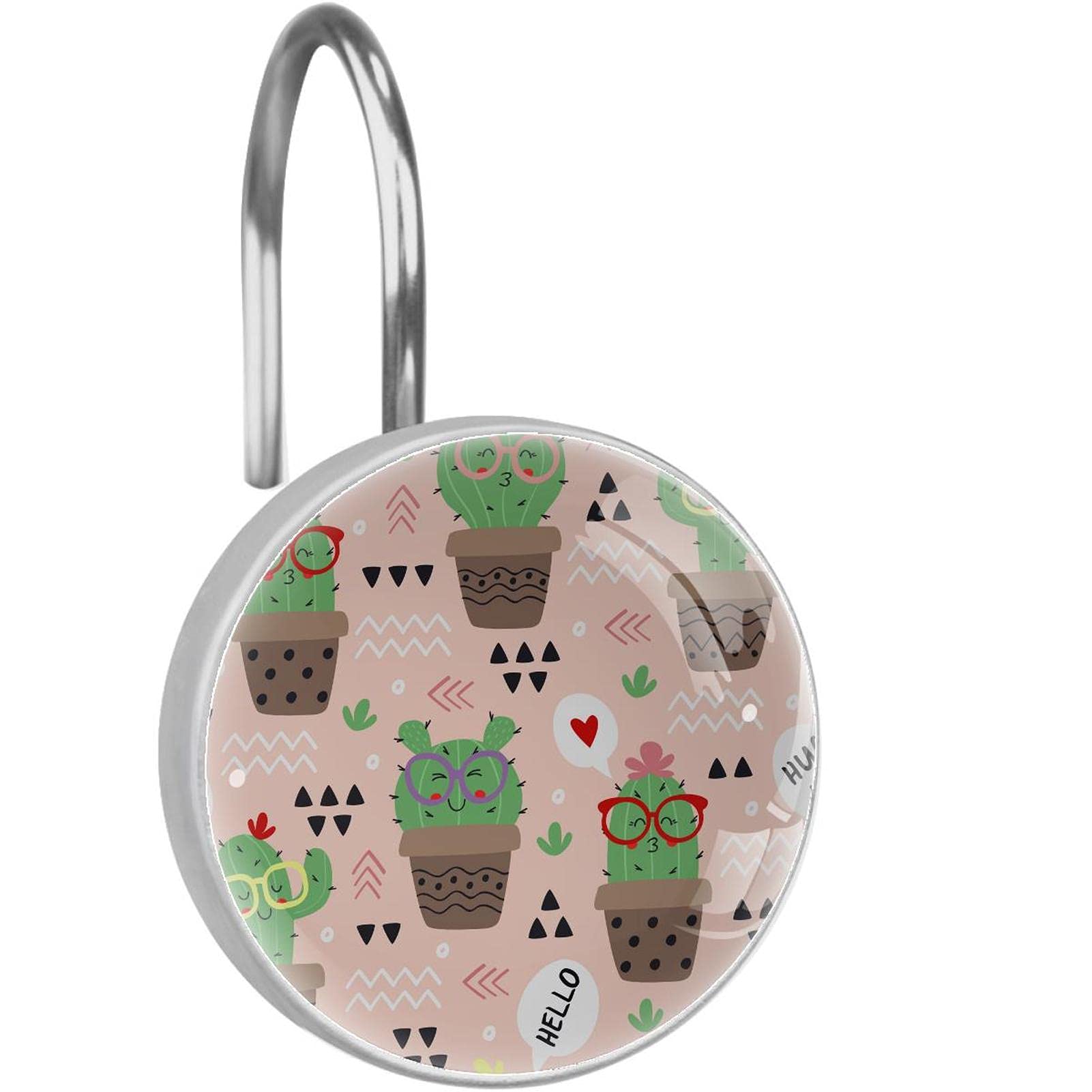 Crochets pour rideau de douche acier inoxydable accessoires bain cactus
