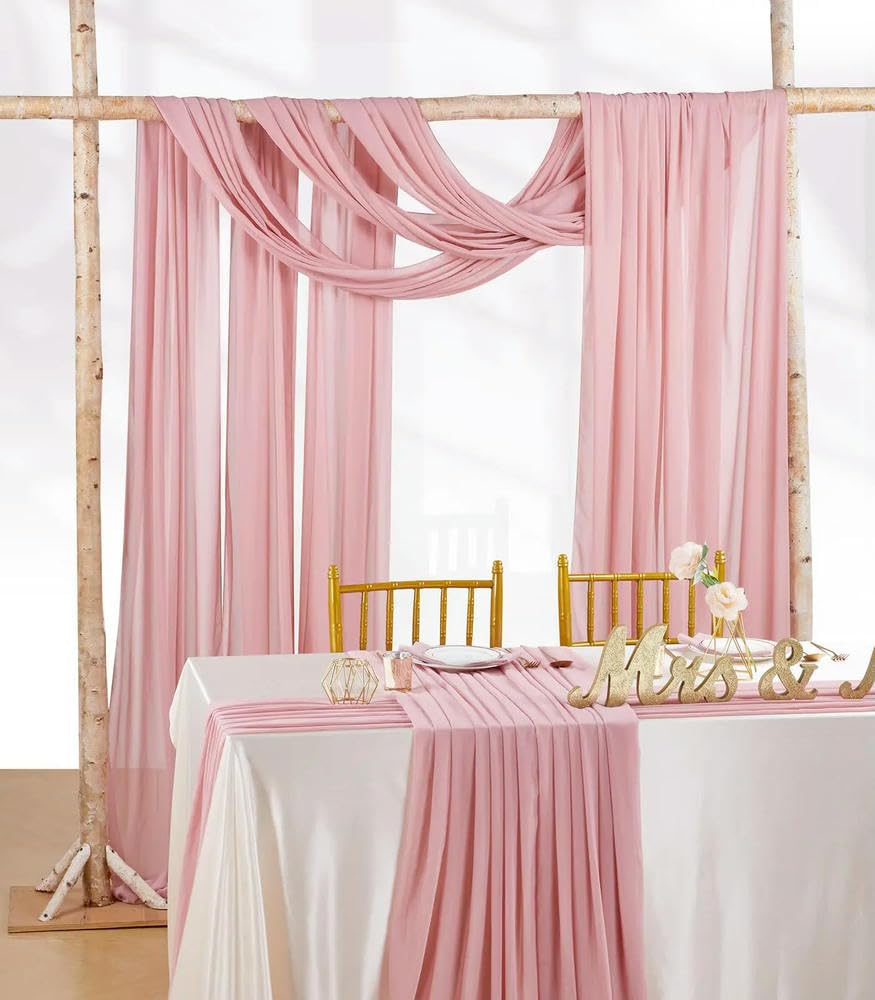 5 szt. Szyfonowy bieżnik na stół gaza vintage na romantyczny ślub krzesło szarfy łuk przyjęcie urodzinowe baby shower