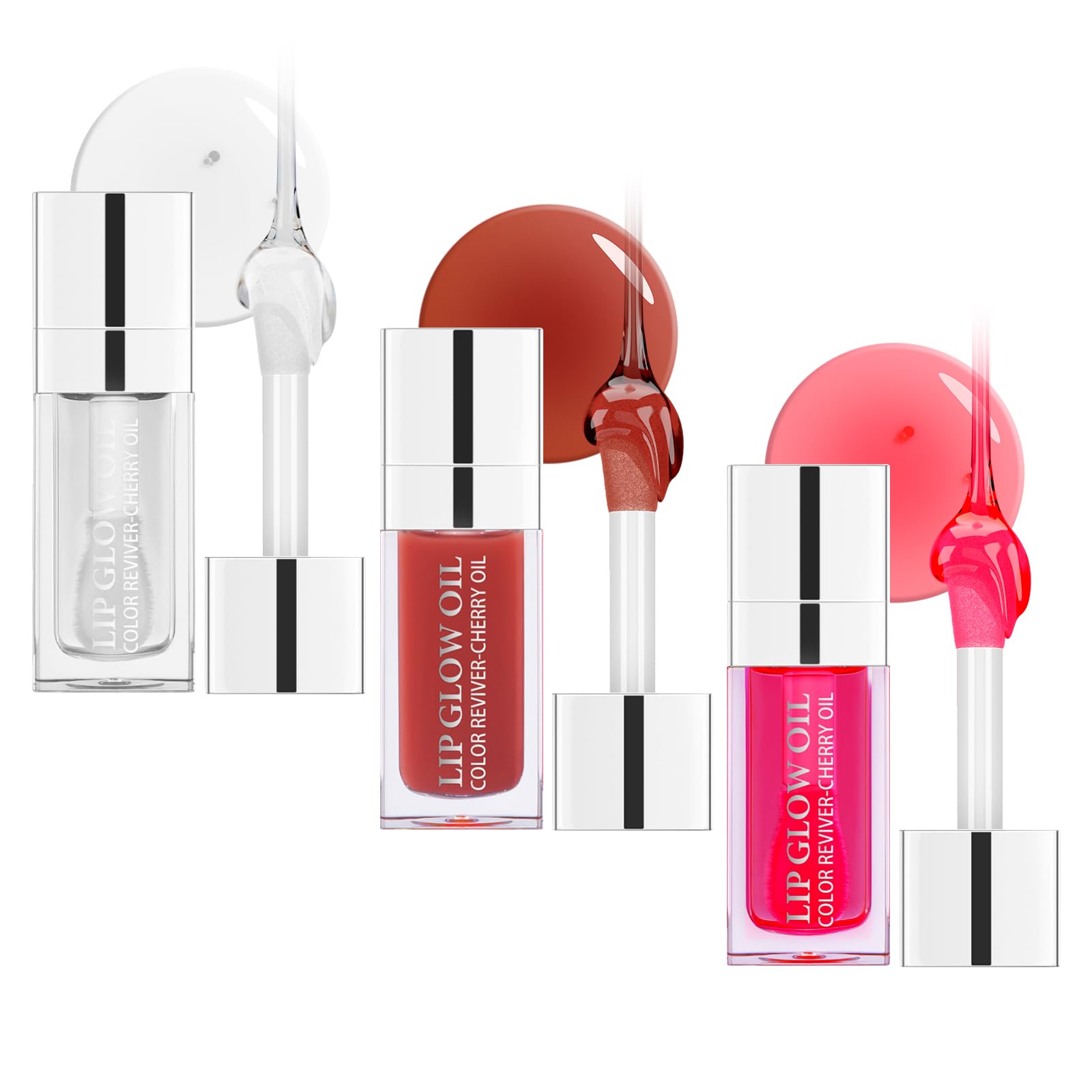 Ofanyia Hydrating Lip Glow Oil, Plumping Lip Gloss Tinted Lip Balm Transparent Lip Care, Long Lasting Hydrating Lip Gloss Tinted Lip Non-sticky, Lip Tint Lip Care Oil for Dry Lip (000#+012#+015#)