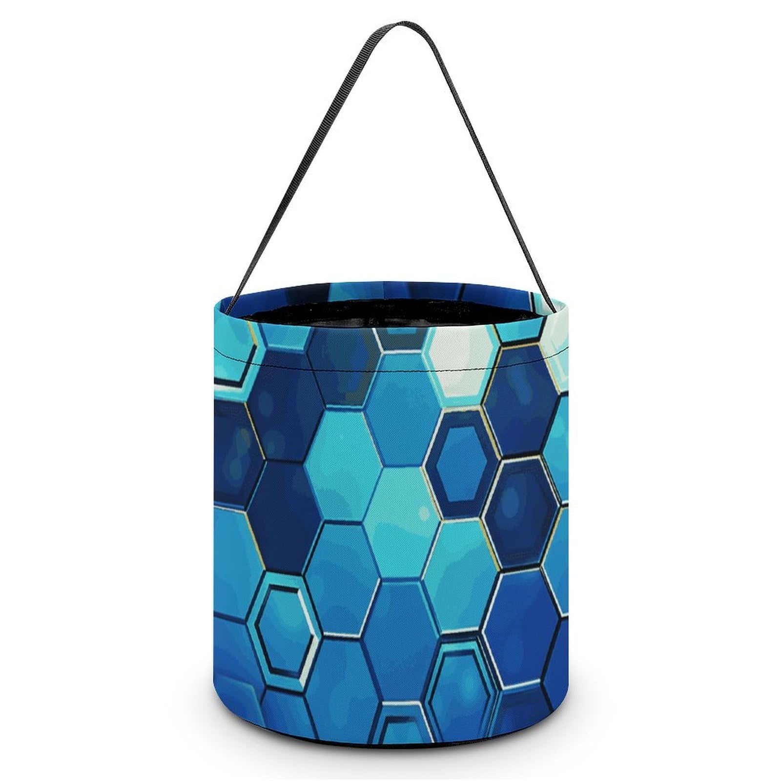 JTREHY Blue Hexagon Candy Basket Hand-held Portable Candy Basket Collapsible Reusable Candys Bags Trick Or Treat Bags Party Festival Gift Bucket