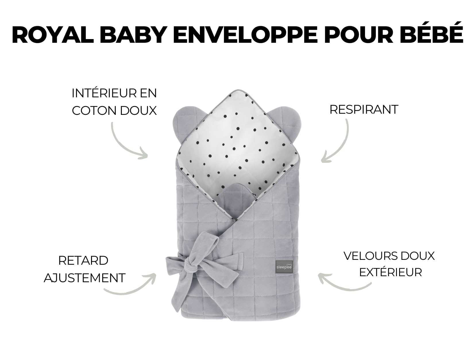 Sleepee Royal Pucksack Baby 0–3 Monate – Baby Swaddle Wickeltuch aus 100 % geprüfter Baumwolle (Oeko-TEX Standard 100), atmungsaktiv, weich & sicher für Jungen & Mädchen