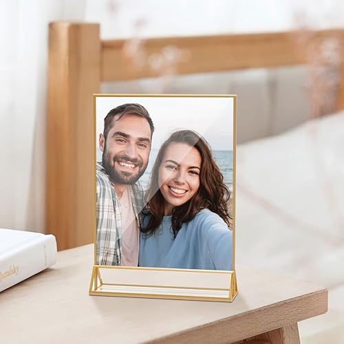 Miniatura 9 de Soporte acrílico de 8.5 x 11 pulgadas, soporte de exhibición transparente de doble cara, soporte dorado para volante de 8.5 x 11 pulgadas para