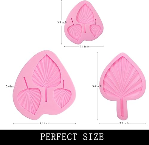 Miniatura 2 de Moldes de silicona de chocolate de hoja de palma, 3 paquetes de moldes de caramelo boho para decoración de tartas temáticas bohemias, pasteles,