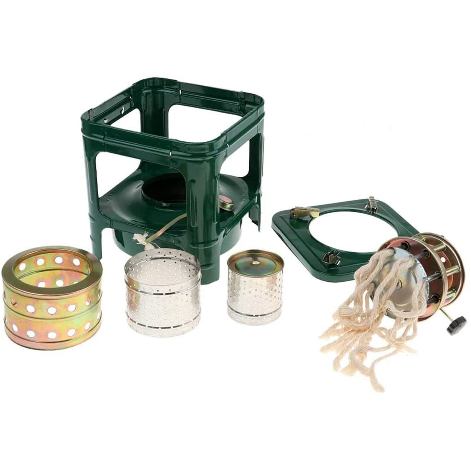 Grüner tragbarer Kerosinofen, kompakter Campingkocher, 8-Kern-Dieselkocher für den Außenbereich mit Ersatzkern, zum Grillen, Kochen, Camping, Picknick, Wandern