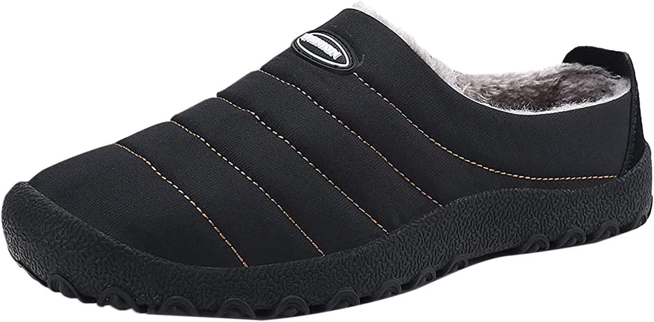 ManiamixxWinter Waterproof Slippers Warm Cotton Non-Slip Shoes Outdoor&Indoor Slipper for Men Women(Black,41 EU)