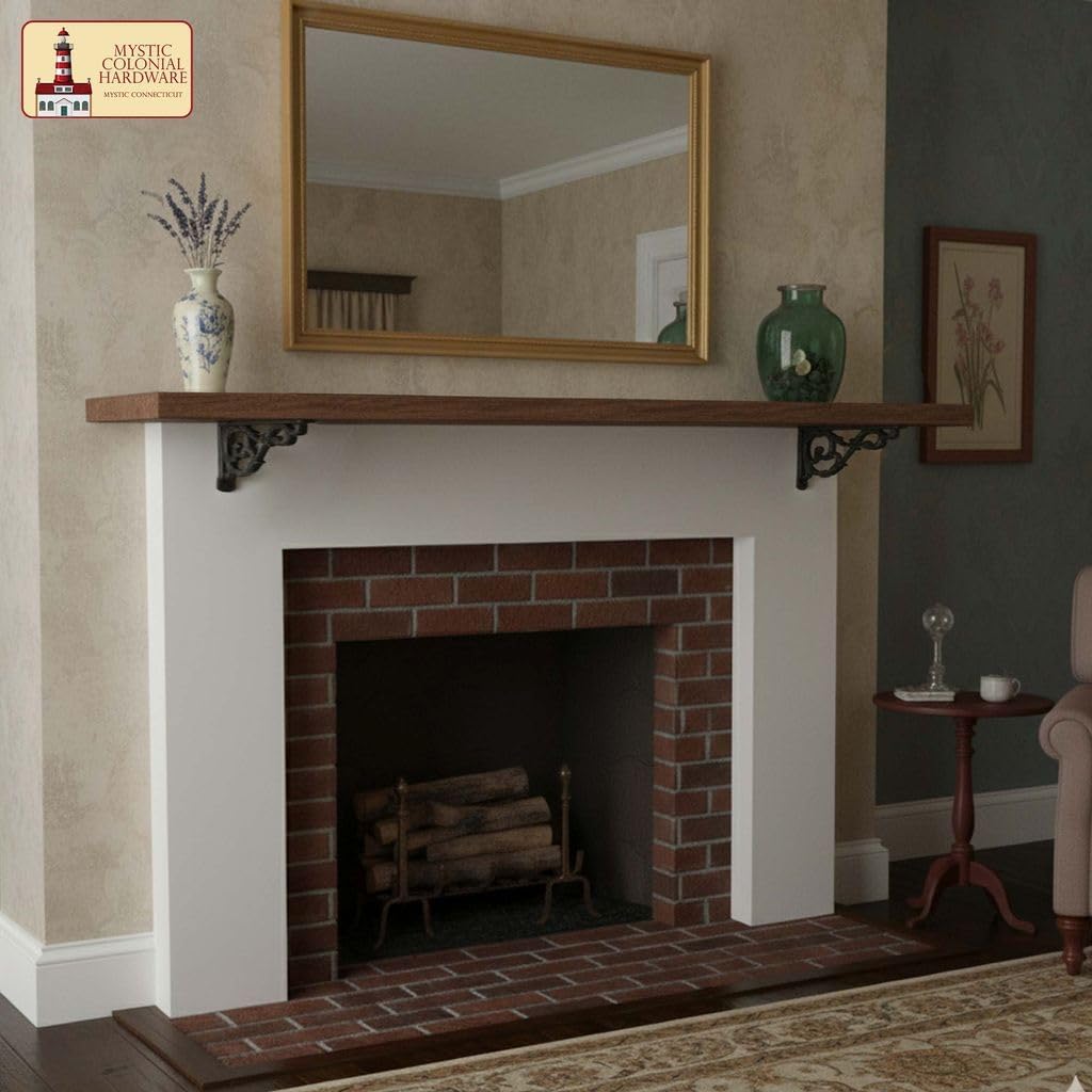 Mystic Colonial Cast Iron Shelf Brackets (Set of 2) 10.2 cm x 15.2 cm (4 in x 6 in) | Handcrafted Vintage Rustic Wall Mount Supports for Shelves & Displays