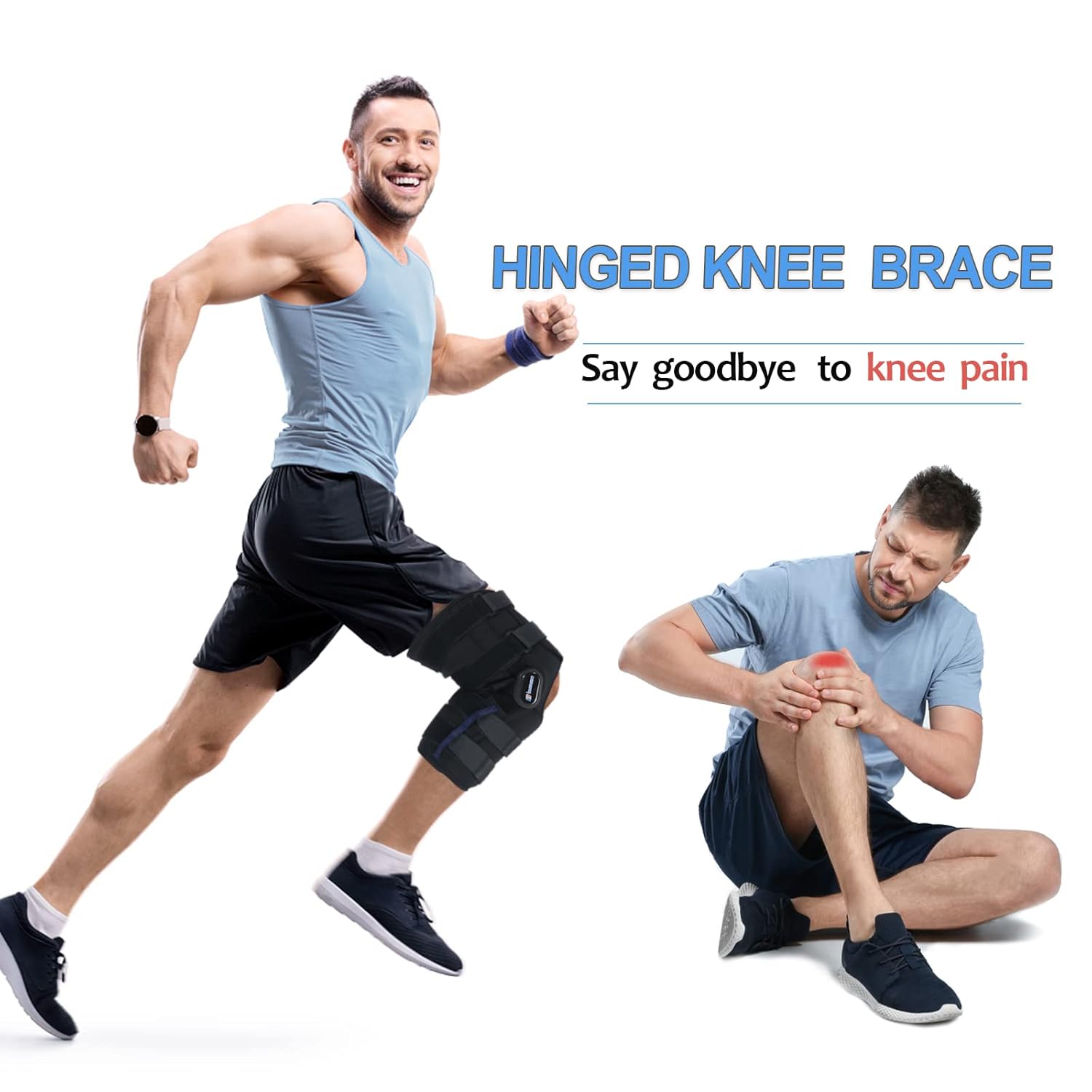 16inch Tall Hinged Knee Brace with Full Support,4 Compression Straps,2 Metal Stabilizers,Breathe Air Spacer Wrap for Knee Pain Relief,ACL,Arthritis,Meniscus(XL fit Upper 25.5-28.5"/Lower 16.5-20") - Image 4