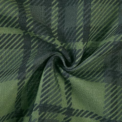 Image of TWOPAGES Rod Pocket Plaid Print Cafe Curtains, Evergreen, 34W x 30L