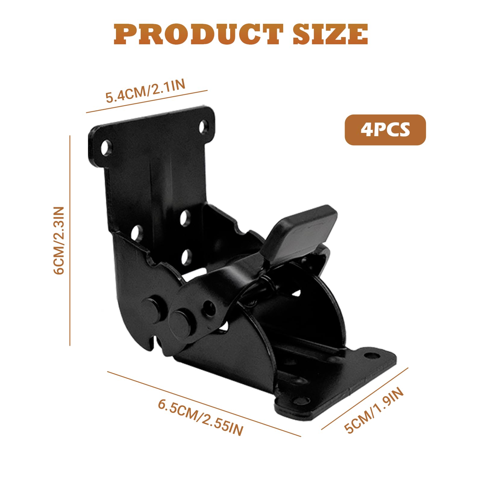 4 PCS 90 Degree Self Locking Foldable Hinges, Folding Lock Extension Table Bed Leg Feet Support - Image 2