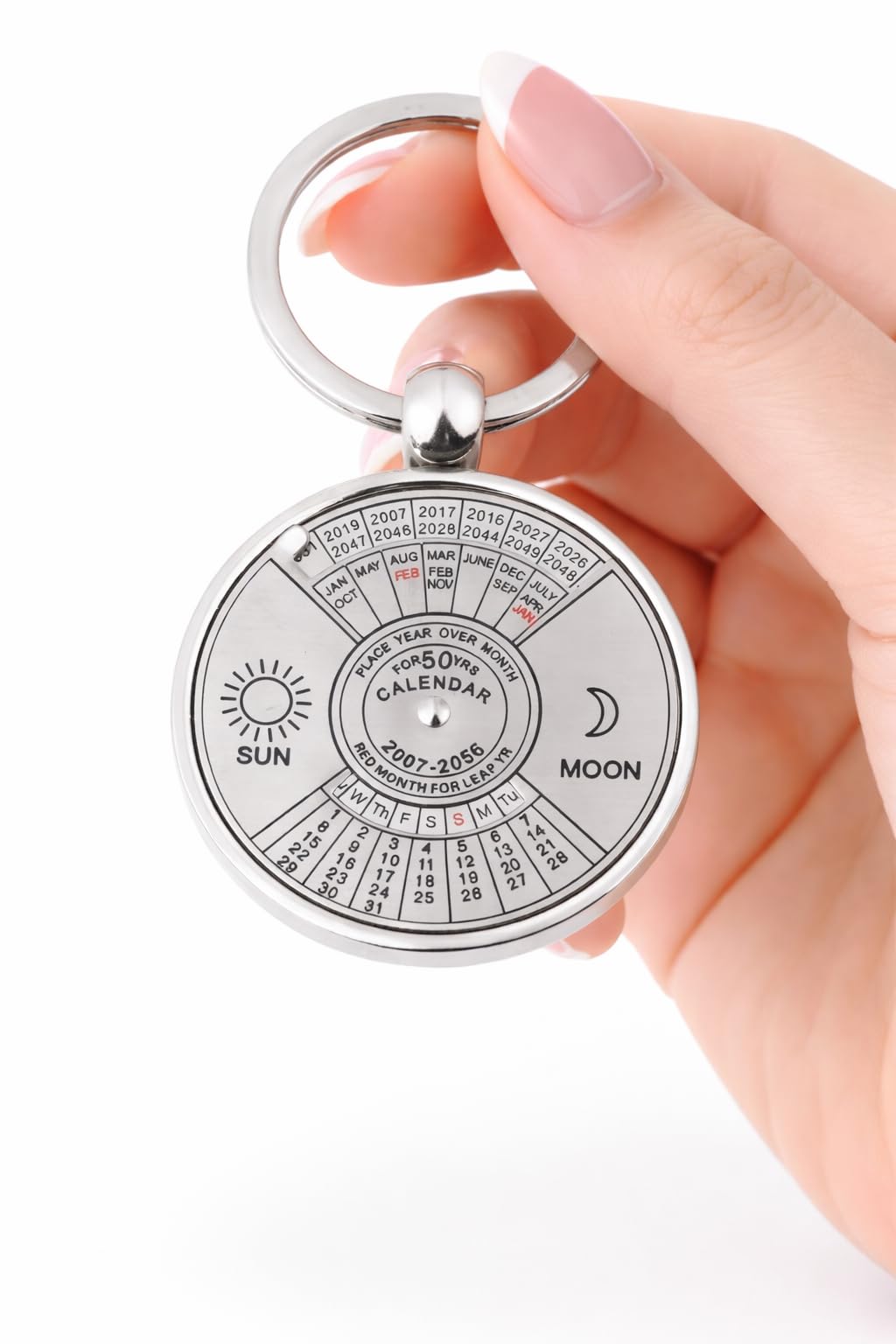 VSVERUS 50 Years Perpetual Calendar Stainless Steel Keychain |Pocket Size Rotating Date Finder Key Ring, Vintage Metal Calendar Key Holder for Men & Women | Gift & Travel tool-image-36