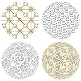 Runde Aufkleber dekorative Punkte transparent mit Gold und Silber Muster, Durchmesser 39 mm 120 Stück pro Set